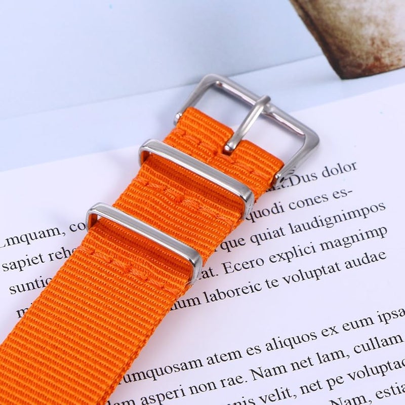Heavy Duty Nylon Woven Watch Strap Replacement Band Breathable Soft Comfortable Orange - Image 2